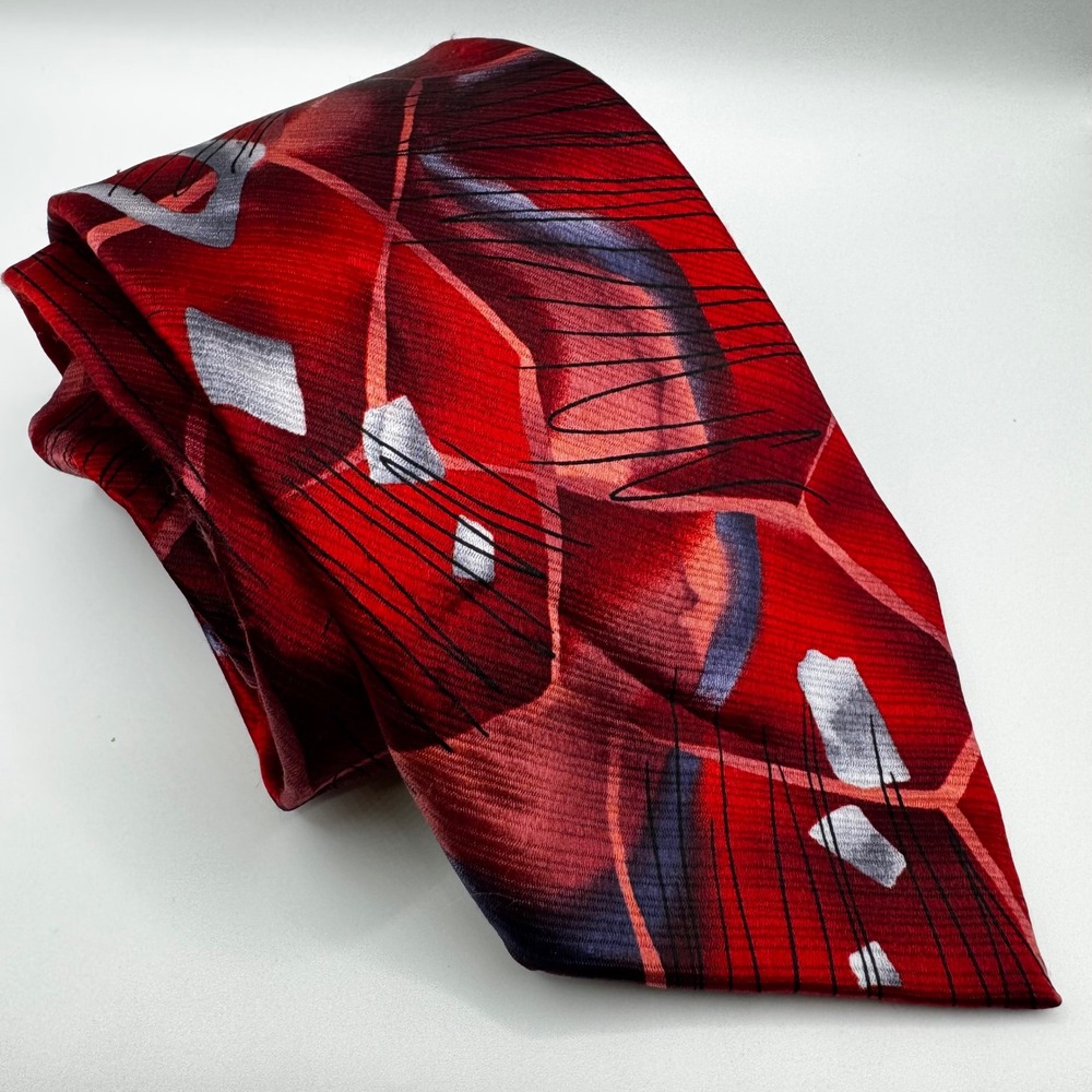 J. Garcia Sun Movement Collection Fifty Six Red Tie Abstract‎ Silk Grateful Dead